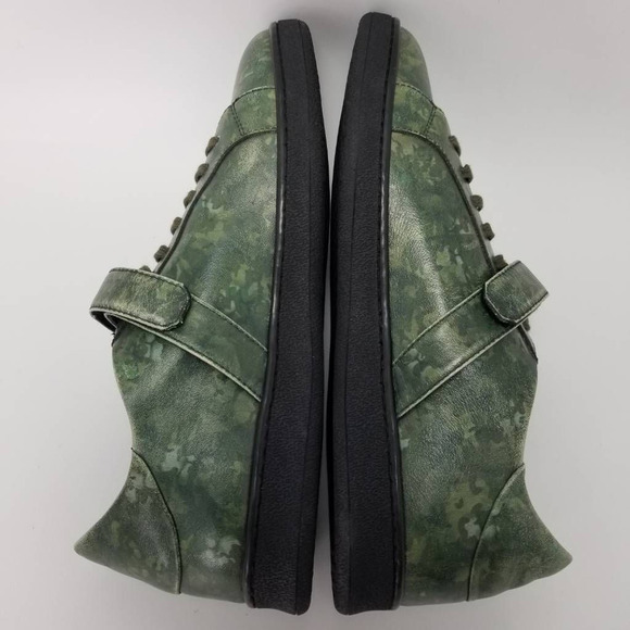 Versace Versus Camo Green Leather Strap Low Top Sneakers Lion Head FSX005C Sz 39 - Picture 9 of 12
